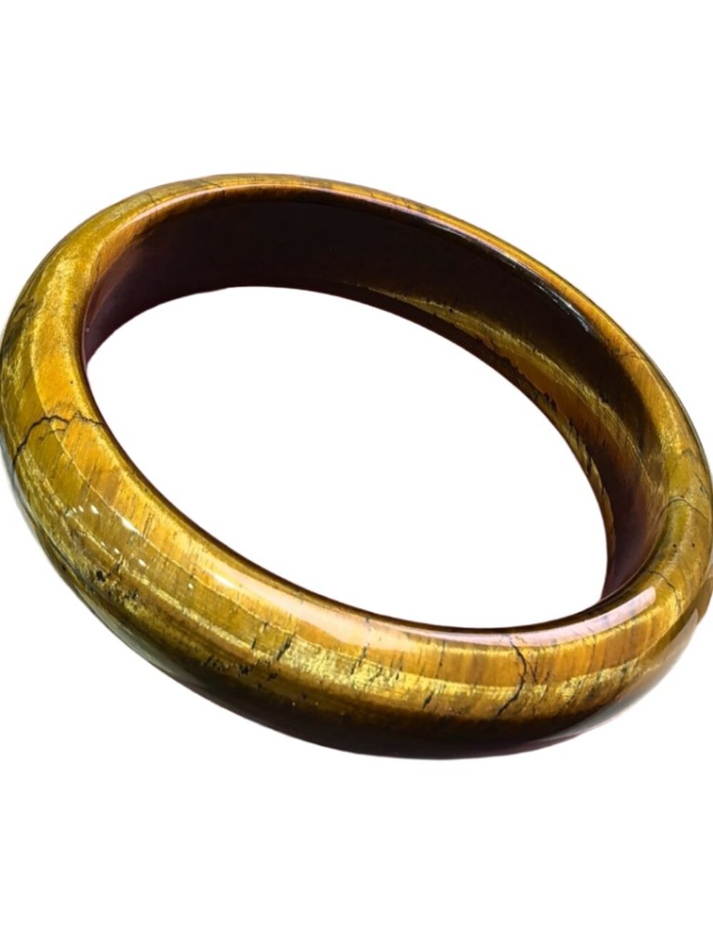Natural Tiger Eye Bangle Bracelet 59.01g 60.9mm ID Golden Cat Eye Gemstone Cert